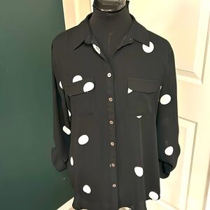 Loft Black and White Polka Dot Blouse M